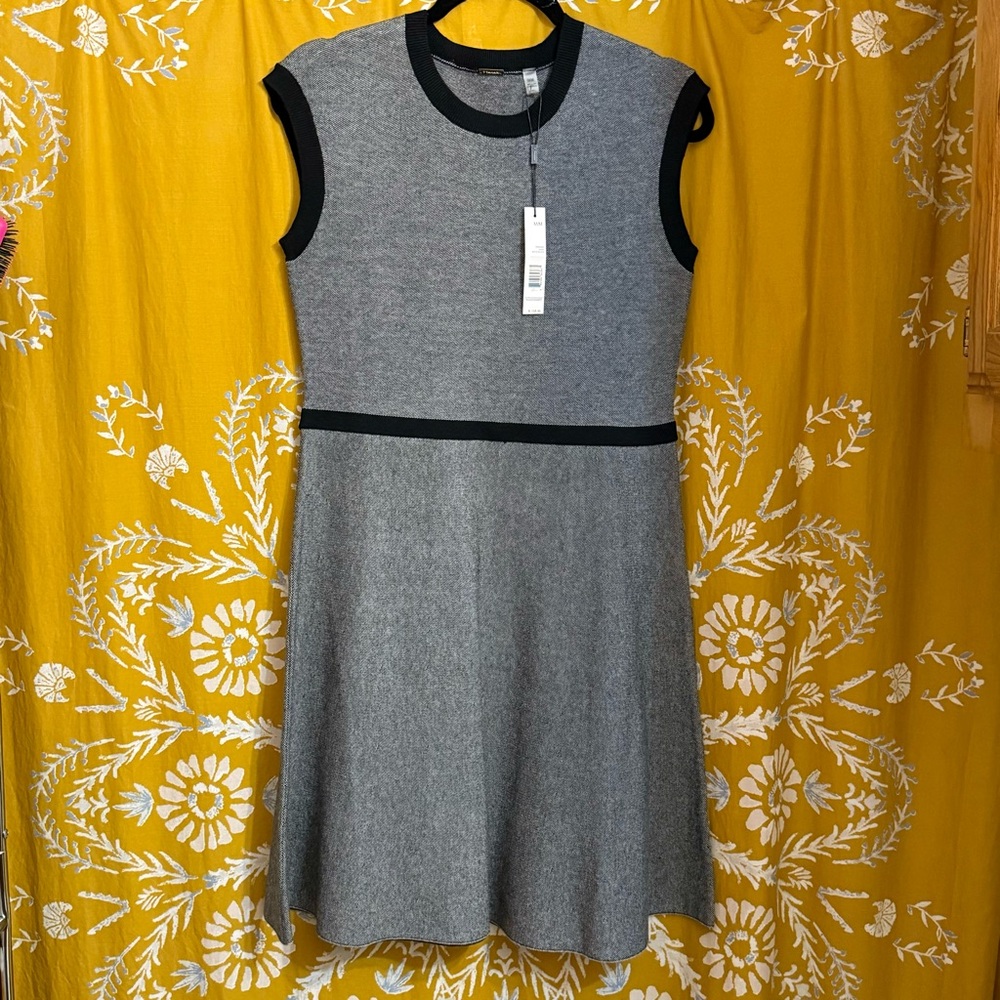 NWT Tahari Black and White Knit A-Line Dress